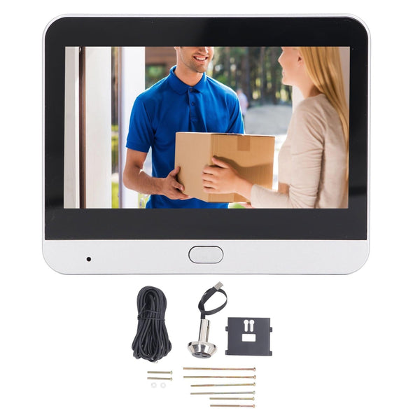 1080P Wifi Smart Cat Eye Video Doorbell With 4.3 Colour Screen And Hidden Graffiti Design Black Smart Doorbells