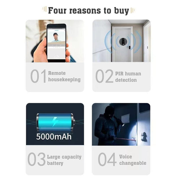 1080P Wifi Smart Cat Eye Video Doorbell With 4.3 Colour Screen And Hidden Graffiti Design Black Smart Doorbells