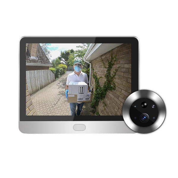 1080P Wifi Smart Cat Eye Video Doorbell With 4.3 Colour Screen And Hidden Graffiti Design Black Smart Doorbells