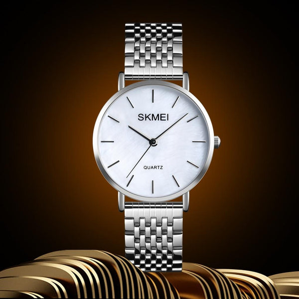 Light & Thin Waterproof Quartz Watch For Women With Steel Band Simple Stylish Watches