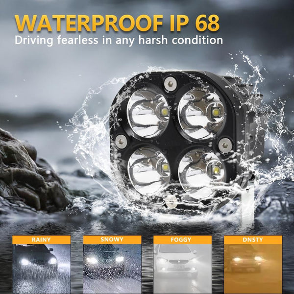 Car 3 Inch 4Leds Continuous Spotlight 20W / 2000Lm 6000K Dc9 80V White Led Car Lights