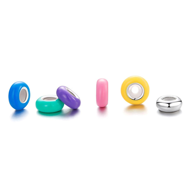 925 Sterling Silver Silicone Beads For Diy Bracelets & Necklaces Blue Charms & Pendants