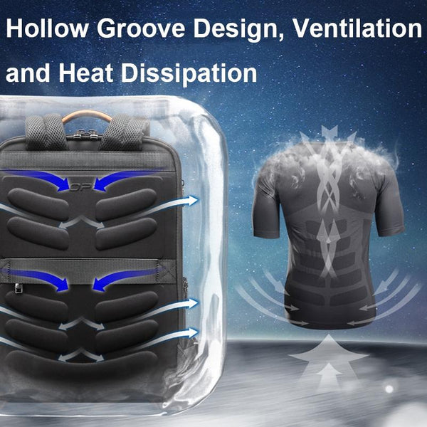 Waterproof Expandable Backpack With Usb Charging Multi Compartment Black Bags