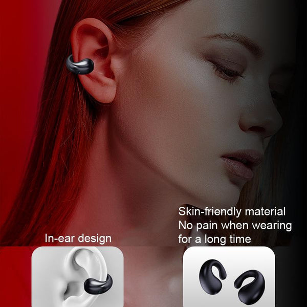 Wireless Bluetooth Earphone With Charging Case Clip On Black Earbuds