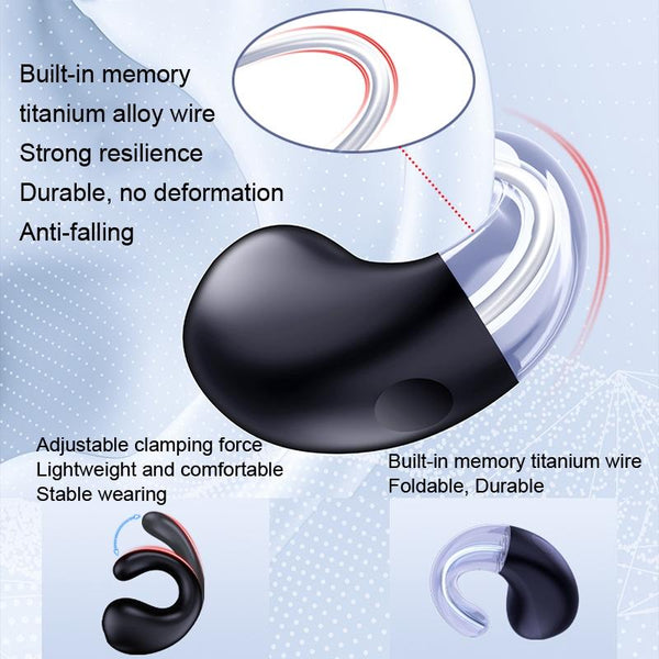 Wireless Bluetooth Earphone With Charging Case Clip On Black Earbuds