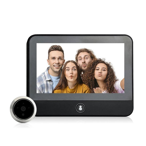 1080P Wifi Smart Cat Eye Video Doorbell With 4.3 Ips Lcd Screen And Infrared Night Vision Black Smart Doorbells