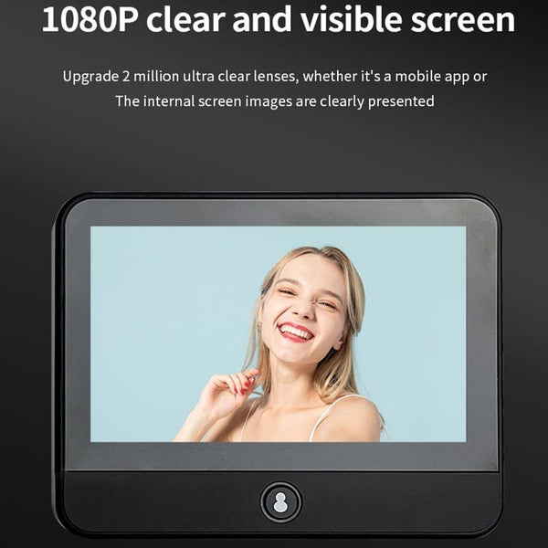 1080P Wifi Smart Cat Eye Video Doorbell With 4.3 Ips Lcd Screen And Infrared Night Vision Black Smart Doorbells