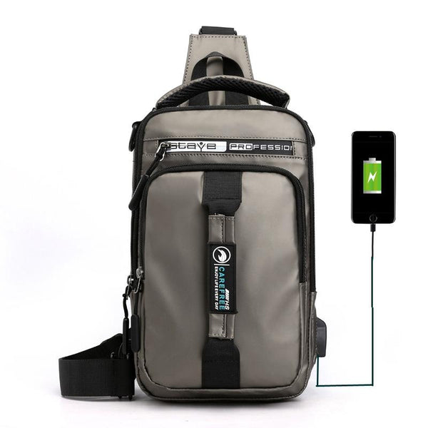 Men Multifunctional Chest Bag Usb Charging Port Single / Double Shoulder Khaki Bags