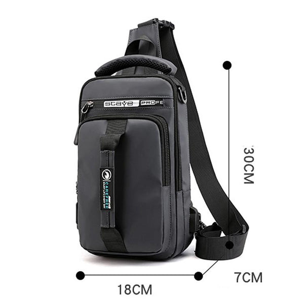 Men Multifunctional Chest Bag Usb Charging Port Single / Double Shoulder Khaki Bags