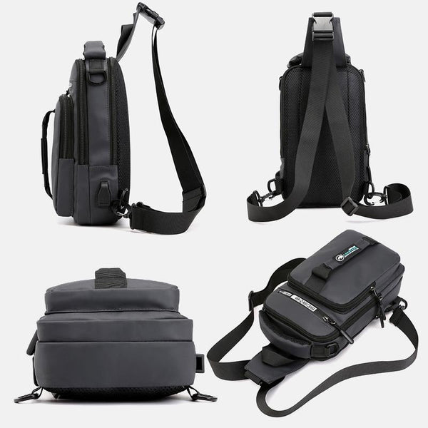 Men Multifunctional Chest Bag Usb Charging Port Single / Double Shoulder Khaki Bags