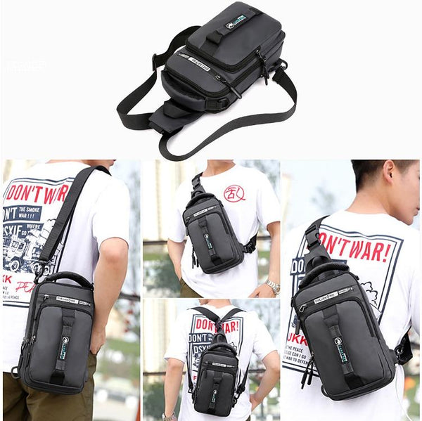 Men Multifunctional Chest Bag Usb Charging Port Single / Double Shoulder Khaki Bags