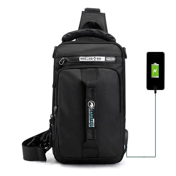 Men Multifunctional Chest Bag Usb Charging Port Single / Double Shoulder Khaki Bags