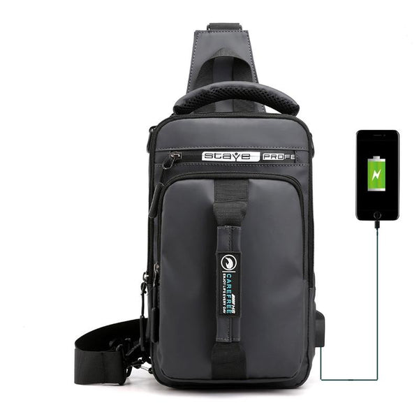 Men Multifunctional Chest Bag Usb Charging Port Single / Double Shoulder Khaki Bags