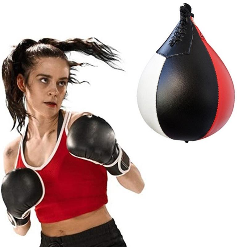 Black And White Suspended Pear Shaped Speed Ball For Boxing Red Punching Bags