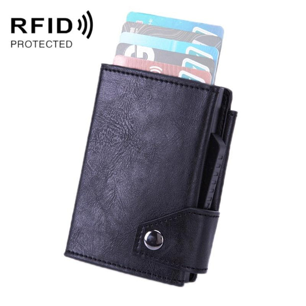 Rfid Protected Aluminum Coin Purse Secure & Stylish Mad Horse Black Wallets