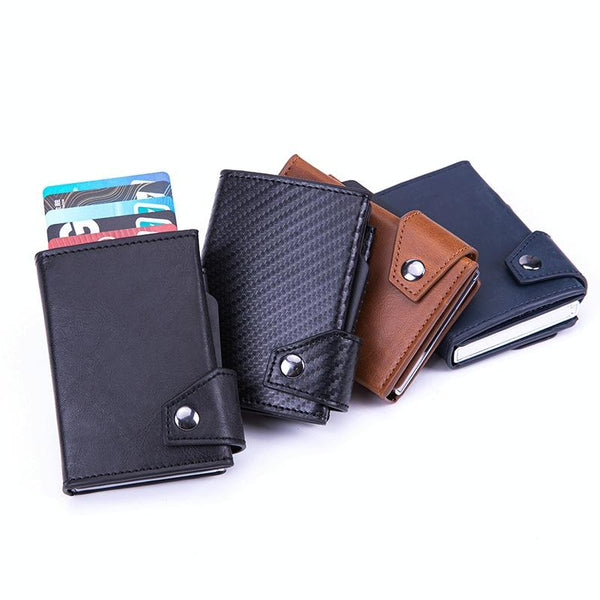 Rfid Protected Aluminum Coin Purse Secure & Stylish Mad Horse Black Wallets