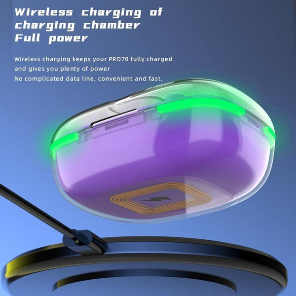 Intelligent Bluetooth Earphones With Wireless Charging Black Earbuds