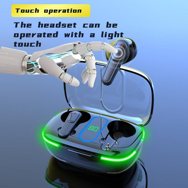 Intelligent Bluetooth Earphones With Wireless Charging Black Earbuds