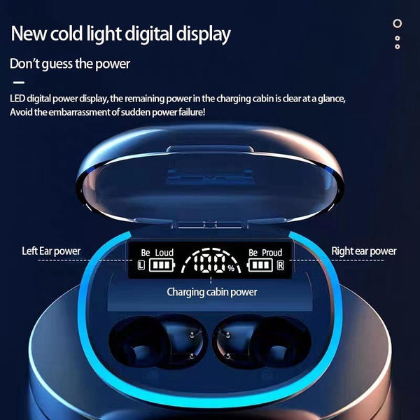 Wireless Bluetooth Earphones With Noise Reduction And Power Bank Function Black Earbuds