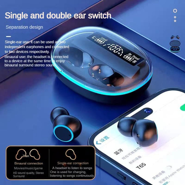 Wireless Bluetooth Earphones With Noise Reduction And Power Bank Function Black Earbuds