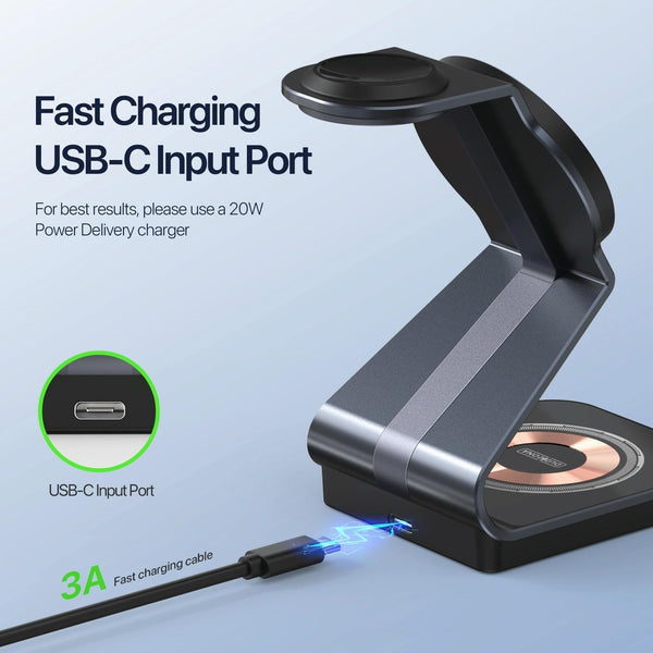 15W 3 In Mag Netic Wireless Charger Stand Black Chargers & Cradles