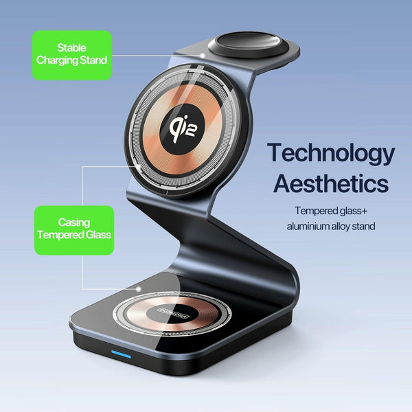 15W 3 In Mag Netic Wireless Charger Stand Black Chargers & Cradles