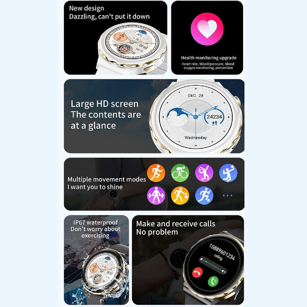 1.28 Inch Dual Mode Sport Smart Watch Support Bluetooth Call Sleep Blood Oxygen Heart Rate Pressure Health Monitor Black Smart Watches