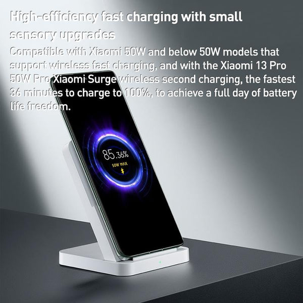 50W Vertical Air Cooled Wireless Charger White Chargers & Cradles