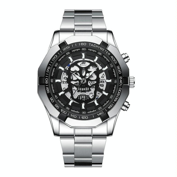 Waterproof Luminous Skeleton Watch 30M White Steel Black Watches