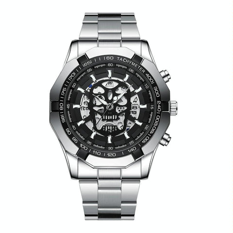 Waterproof Luminous Skeleton Watch 30M White Steel Black Watches