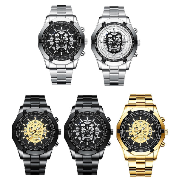 Waterproof Luminous Skeleton Watch 30M White Steel Black Watches