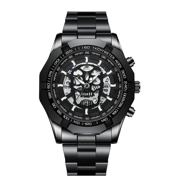 Waterproof Luminous Skeleton Watch 30M White Steel Black Watches