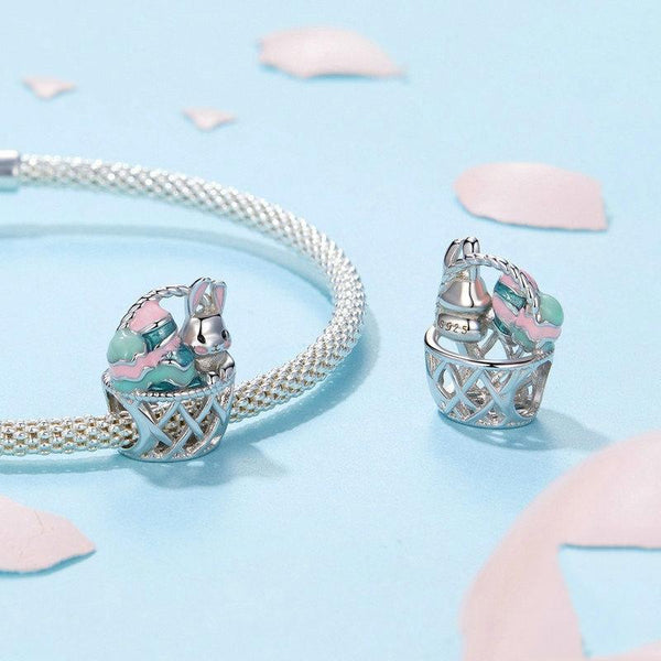 925 Sterling Silver Easter Basket Egg Rabbit Beads Charms & Pendants