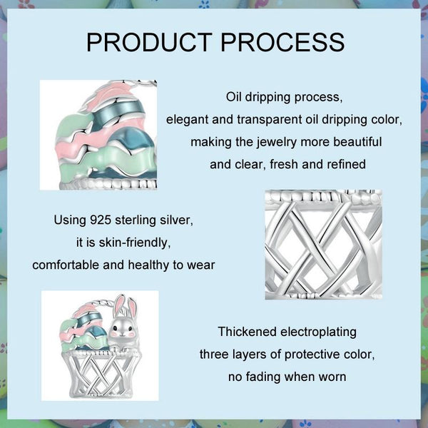 925 Sterling Silver Easter Basket Egg Rabbit Beads Charms & Pendants