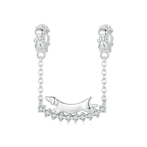 925 Sterling Silver Dachshund Beaded Bracelet Charms & Pendants