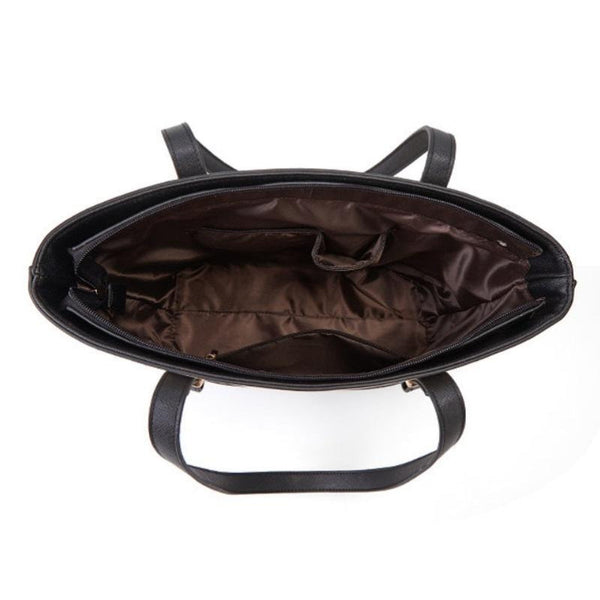 Large Capacity Fashion Handbag With Diagonal Design And Letter Detail Gold Black Women's Bags & Handbags