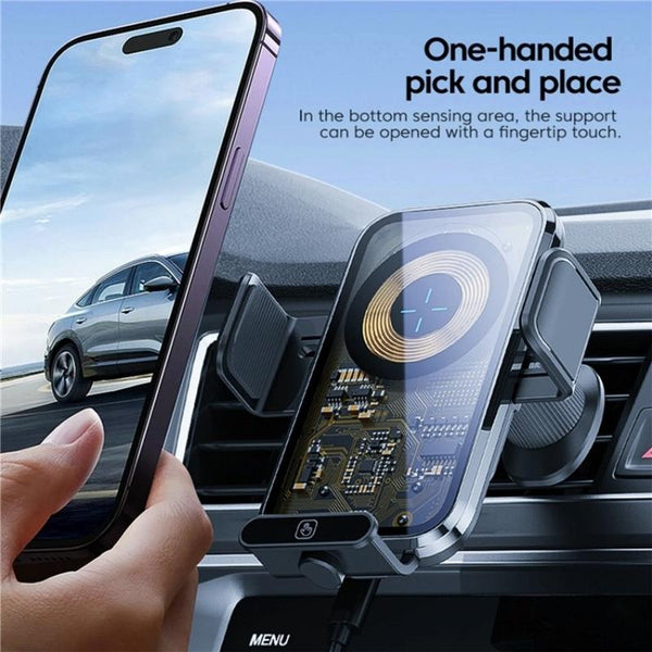 High Power Car Wireless Charger With Phone Bracket Transparent 66W Chargers & Cradles