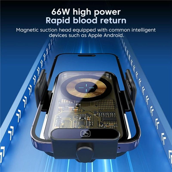 High Power Car Wireless Charger With Phone Bracket Transparent 66W Chargers & Cradles
