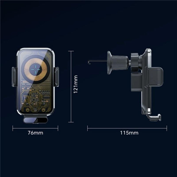 High Power Car Wireless Charger With Phone Bracket Transparent 66W Chargers & Cradles