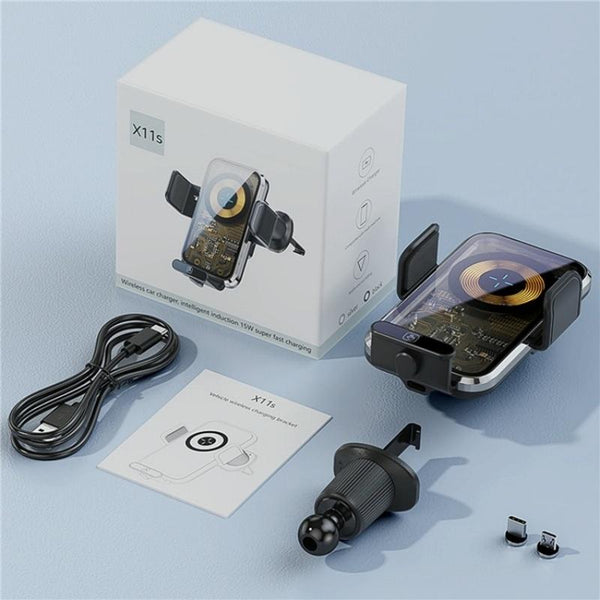 High Power Car Wireless Charger With Phone Bracket Transparent 66W Chargers & Cradles