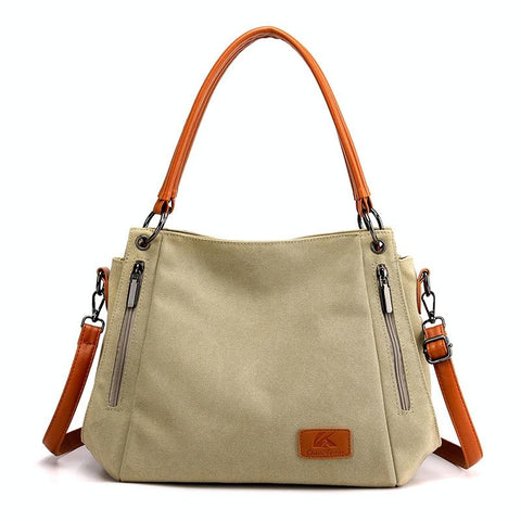 Canvas Shoulder Bag Spacious And Stylish Khaki Bags