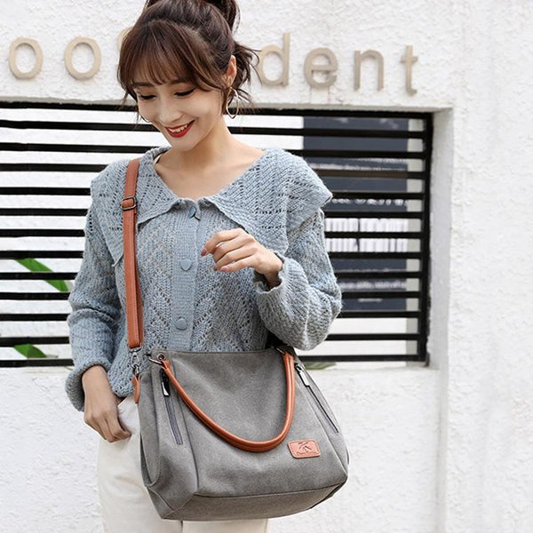 Canvas Shoulder Bag Spacious And Stylish Khaki Bags