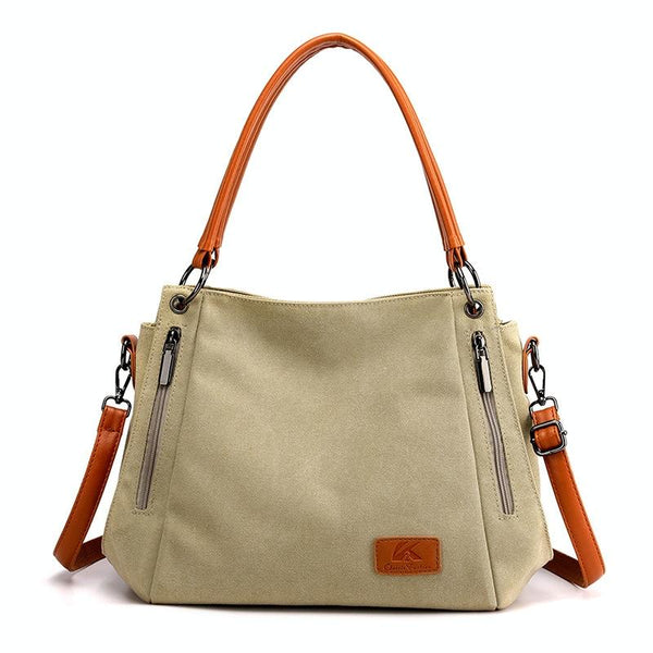Canvas Shoulder Bag Spacious And Stylish Khaki Bags