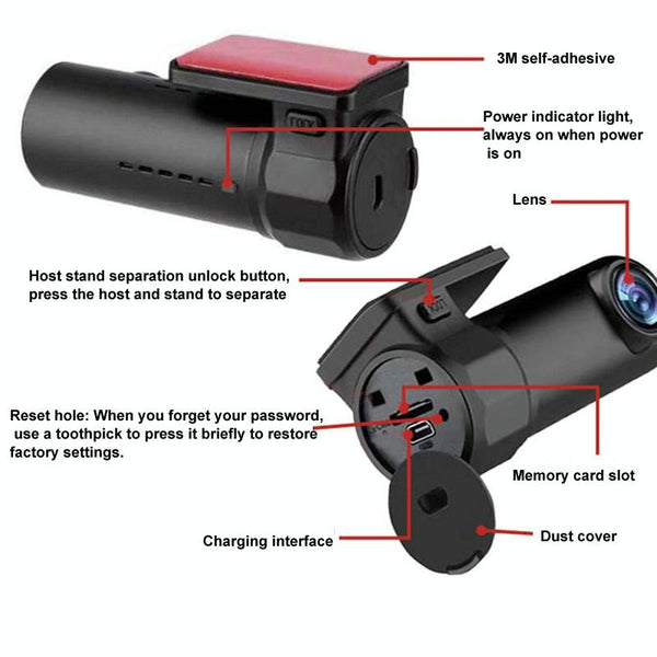 1080P Wifi Dash Cam With 170 Degree Wide Angle Lens Hidden Car Recorder Black Rear View Monitors/Cams & Kits