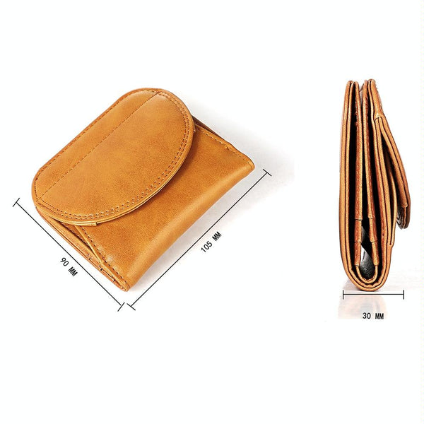 Women Leather Rfid Blocking Coin Purse Compact Design Brown Wallets