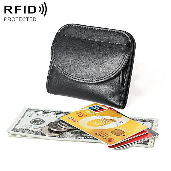 Women Leather Rfid Blocking Coin Purse Compact Design Brown Wallets