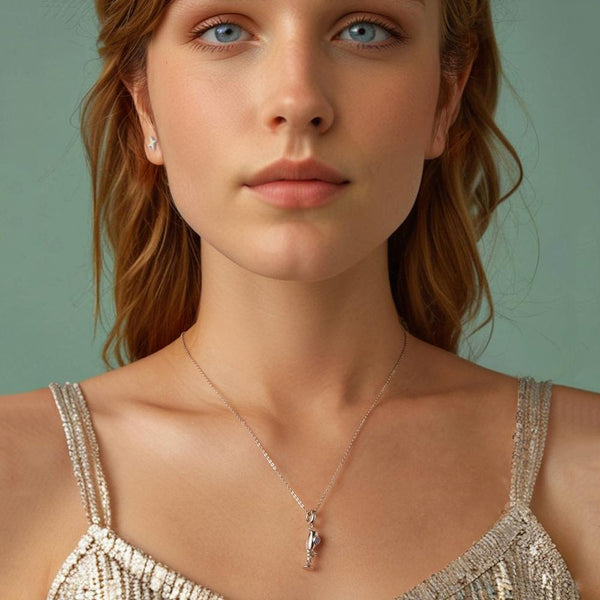 925 Sterling Silver Romantic Platinum Champagne Goblet Pendant Charms & Pendants