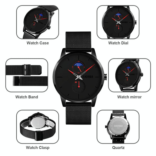 Men Simple Business Sports Watch Quartz Movement Rose Gold Watches
