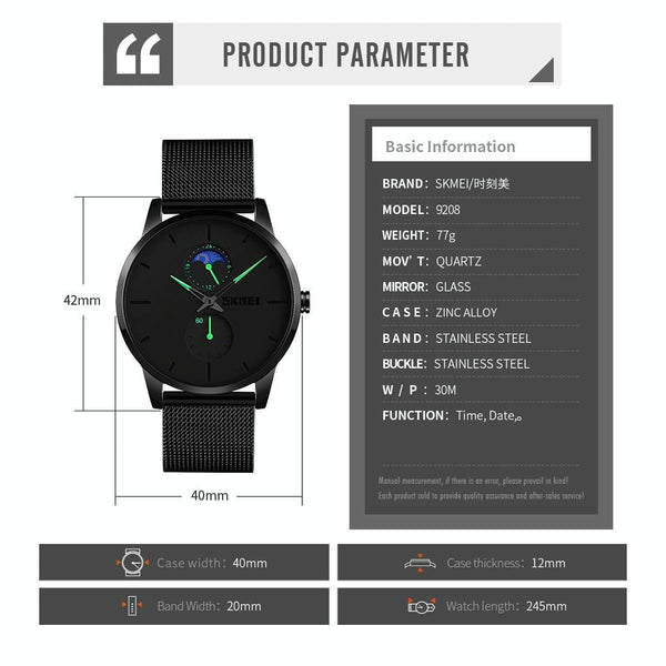 Men Simple Business Sports Watch Quartz Movement Rose Gold Watches