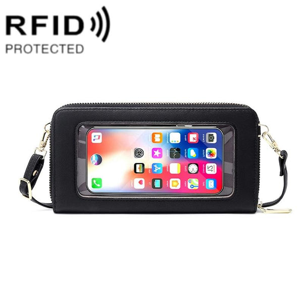 Anti Theft Rfid Cross Body Phone Bag With Touch Screen Black Other Mobile Accessories